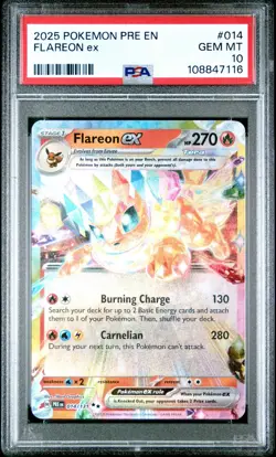 2025 POKEMON PRISMATIC EVOLUTIONS 014 FLAREON EX PSA 10 - Image 1