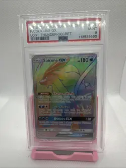 2018 POKEMON SUN & MOON LOST THUNDER SECRET #220 FULL ART/SUICUNE GX PSA 9 - Image 1