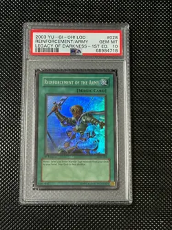 YUGIOH PSA 10 2003 Reinforcement of the Army LOD-028 Super Rare 1st Edition *718 - Image 1