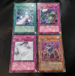Yugioh Ultimate Rare Set Of 4 - Ultimate Insect LV5, D.D. Trap Hole, etc. HP/DMG - Image 1