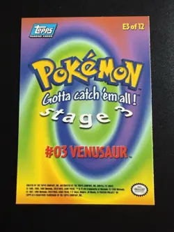 Pokemon Topps Card - Venusaur E3 of 12 Non Holo Blue Label - Image 2