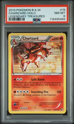 2013 POKEMON B&W LEGEND TREASURES #19 CHARIZARD-HOLO PSA 8 - Image 1