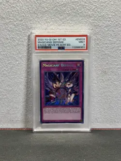 2020 Yugioh MVP1-ENS28 Magicians' Defense Secret Rare 1st PSA 9 Mint - Image 1