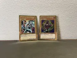 YUGIOH Blue Eyes White Dragon & Dark Magician MGED-EN001 Ultra Gold Rare Holo NM - Image 1
