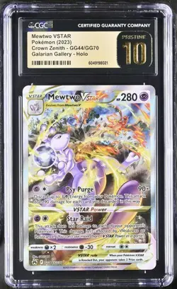 CGC 10 PRISTINE Mewtwo VSTAR GG44 Full Art Crown Zenith Pokemon Card 2023 - Image 1