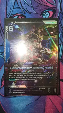 Gundam Card Game: Unicorn Gundam (Destroy Mode) (LR+) - Newtype Rising (GD01) - Image 1