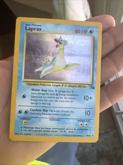 Pokemon TCG Lapras Fossil Holo Unlimited Rare Card 10/62 Vintage - Image 1
