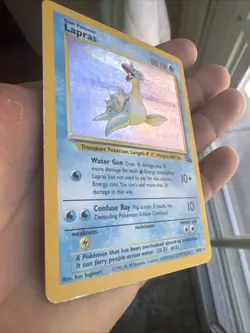 Pokemon TCG Lapras Fossil Holo Unlimited Rare Card 10/62 Vintage - Image 2