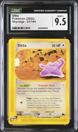 CGC 9.5 MINT + Ditto 51/144 Skyridge Vintage WOTC 2003 Pokemon Card - Image 1
