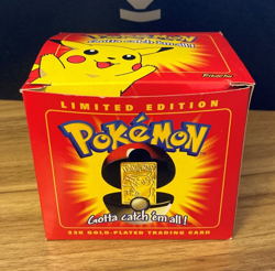 23K Gold Plated PIKACHU Trading Card 1999 Burger King Pokemon Sealed Ball - Image 1