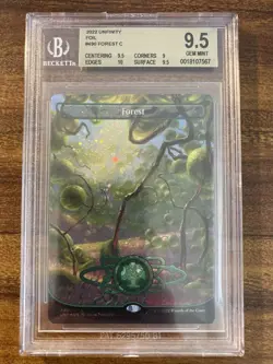 MTG✨FOREST Full Art GALAXY FOIL✨Unfinity BGS 9.5 GEM MINT Land Adam PAQUETTE Art - Image 1