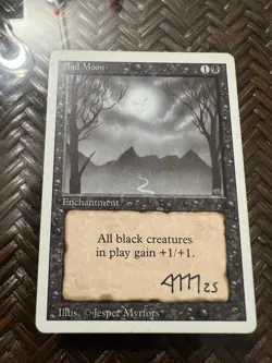 Mtg. Bad Moon. Revised. Played. Signed. - Image 1