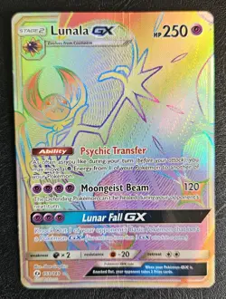 Lunala GX 153/149 Sun & Moon Base Set Secret Rare Pokemon Damaged - Image 1