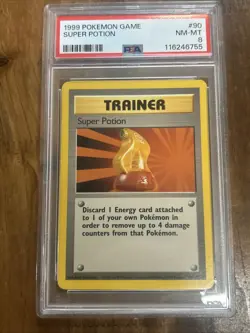 Graded PSA 8 1999 Pokemon Game Super Potion #90 - Image 1