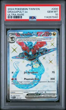 2024 POKEMON TWM EN-TWILIGHT MASQUERADE ULTRA RARE #200 DRAGAPULT EX PSA 10 - Image 1
