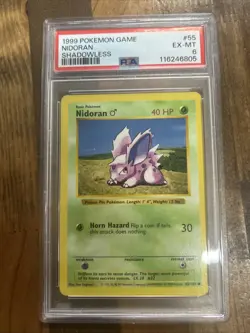 Graded PSA 6 1999 Pokemon Game Nidoran Shadowless #55 - Image 1