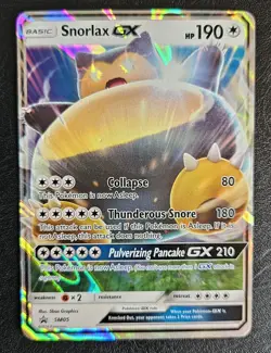Snorlax GX SM05 Sun & Moon Holo Black Star Promo Pokemon Damaged - Image 1