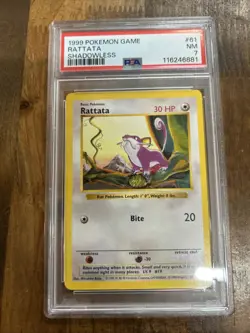 Graded PSA 7 1999 Pokemon Game Rattata Shadowless #61 - Image 1