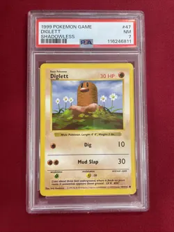Graded PSA 7 1999 Pokemon Game Diglett Shadowless #47 NM - Image 1