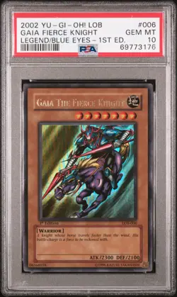 Yugioh! WAVY Gaia The Fierce Knight LOB 1st Edition PSA 10 - Image 2
