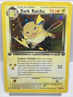 Dark Raichu 83/82 Team Rocket 1st Edition Holo Rare Pokemon Card 2000. NM - Image 1