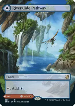 1x MTG Riverglide Pathway NM Zendikar Rising Borderless - Image 1
