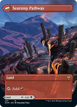 1x MTG Blightstep Pathway Searstep Pathway NM Kaldheim Borderless - Image 1