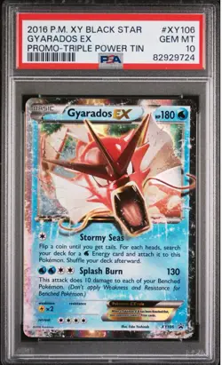 2016 Pokemon XY Black Star Promo Triple Power Tin #XY106 Gyarados EX, PSA 10 - Image 1