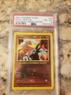 2001 Pokemon Game Entei Rev. Foil Pokemon 3 Movie Promo #34 PSA 8 - Image 1