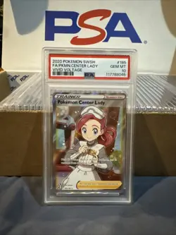 2020 Pokemon SWSH Vivid Voltage Pokemon Center Lady #185/185 PSA 10 - Image 1