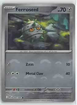 Pokemon Scarlet & Violet White Flare Ferroseed Foil Poke Ball Pattern Common #68 - Image 1