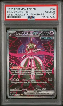 2025 POKEMON PRE EN-PRISMATIC EVOLUTIONS #157 IRON VALIANT ex - PSA 10 - Image 1