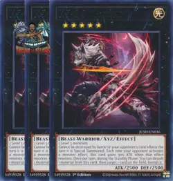Yugioh! 3x K9-OO "Hound" JUSH-EN036 Rare 1st Ed NM - Image 1
