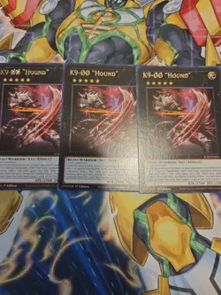 Yugioh! 3x K9-OO "Hound" JUSH-EN036 Rare 1st Ed NM - Image 1