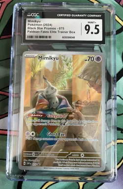 CGC 9.5 Mimikyu SVP 075 Paldean Fates ETB Black Star Promo Card Mint+ - Image 1