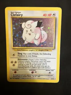 Pokemon TCG Clefairy Base Set Holo Unlimited Rare Card 5/102 LP Condition - Image 1