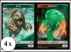MTG - 4 x Beast (4/4) / Elemental (5/5) Token - Playset x4 - Edge of Eternities - Image 1