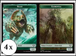 MTG - 4 x Beast (4/4) / Elemental (5/3) Token - Playset x4 - Edge of Eternities - Image 1