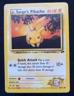 Lt . Surge's Pikachu - 84/132 - Gym Challenge - 2000 - Pokemon - (LP) - Image 1