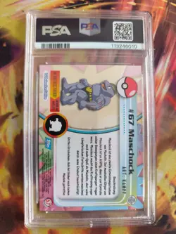 Pokemon Card Maschok Machoke Topps 1999 Vintage Rare Deutsch PSA 9 Blue Logo - Image 5