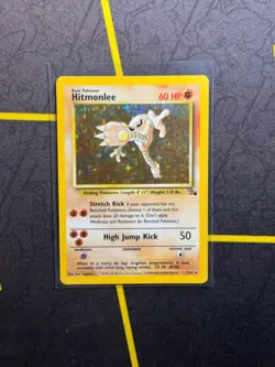 Hitmonlee 7/62 Pokemon TCG Fossil Unlimited Vintage WOTC Holo Rare - MP - Image 1