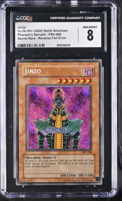 YuGiOh 2002 Jinzo PSV-000 Reverse Foil Error Secret Rare CGC NM/MT+ - Image 1