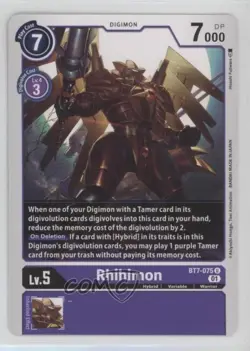 2021 Digimon Card Game - Next Adventure Rhihimon #BT7-075 e6j - Image 1