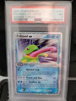 PSA 7 Politoed EX 107/115 EX Unseen Forces 2005 Pokemon Card Holo Foil Vintage - Image 1