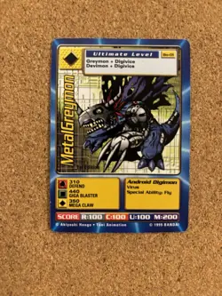 MetalGreymon Bo-01 First Edition Digimon Trading Card, Rare Bandai - Image 1