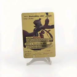 Pokemon Mewtwo & Mew GX Tag Team 270hp Gold Foil Fan Art Card - Image 1
