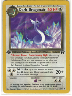 Dark Dragonair 33/82 1st Edition Team Rocket Vintage Pokemon Card LP/MP - Image 1
