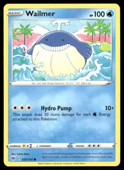 2020 Vivid Voltage Set Pokemon Card 031 Wailmer NM - Image 1