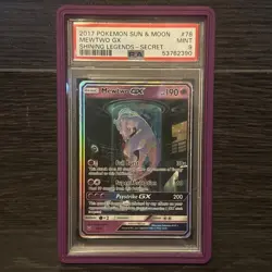 Pokemon Mewtwo GX Secret Rare Card PSA 9 Mint Shining Legends 78/73 CLEAN - Image 1