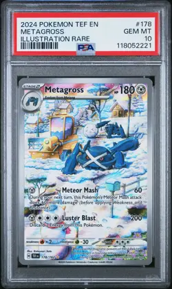 2024 POKEMON TEF EN-TEMPORAL FORCES ILLUSTRATION RARE #178 METAGROSS PSA 10 - Image 1